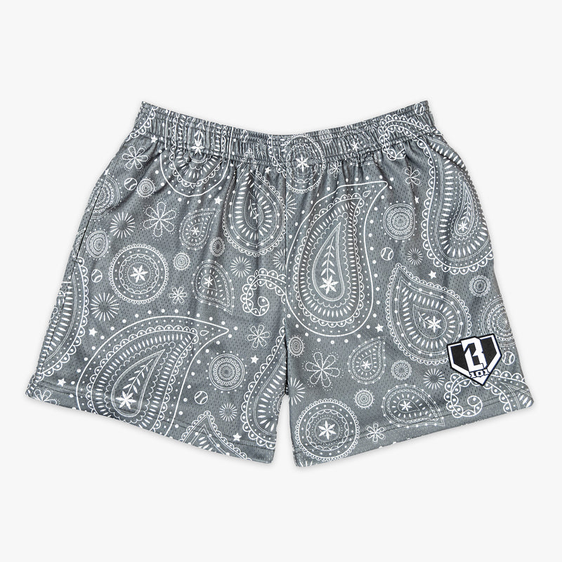 Gray Paisley shorts — front view