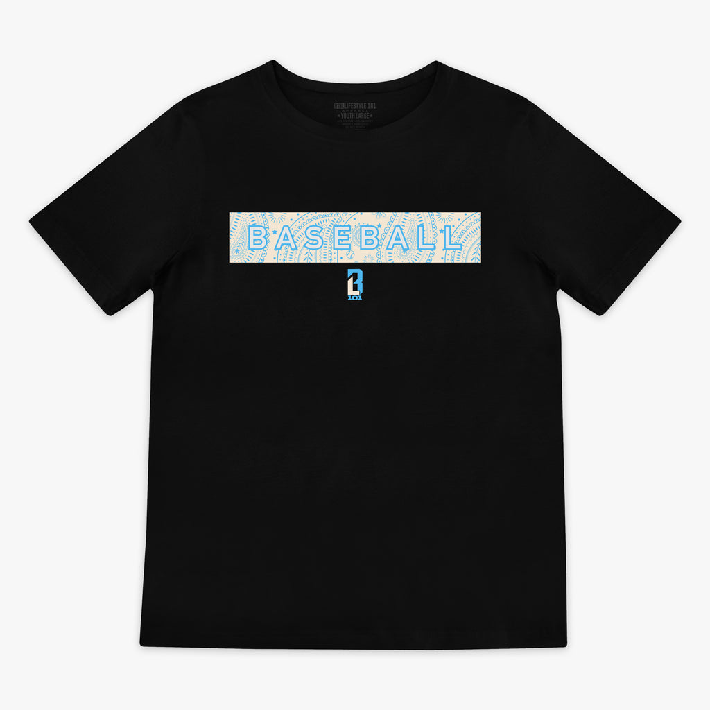 Paisley Youth Tee - Black/Bone/Light Blue