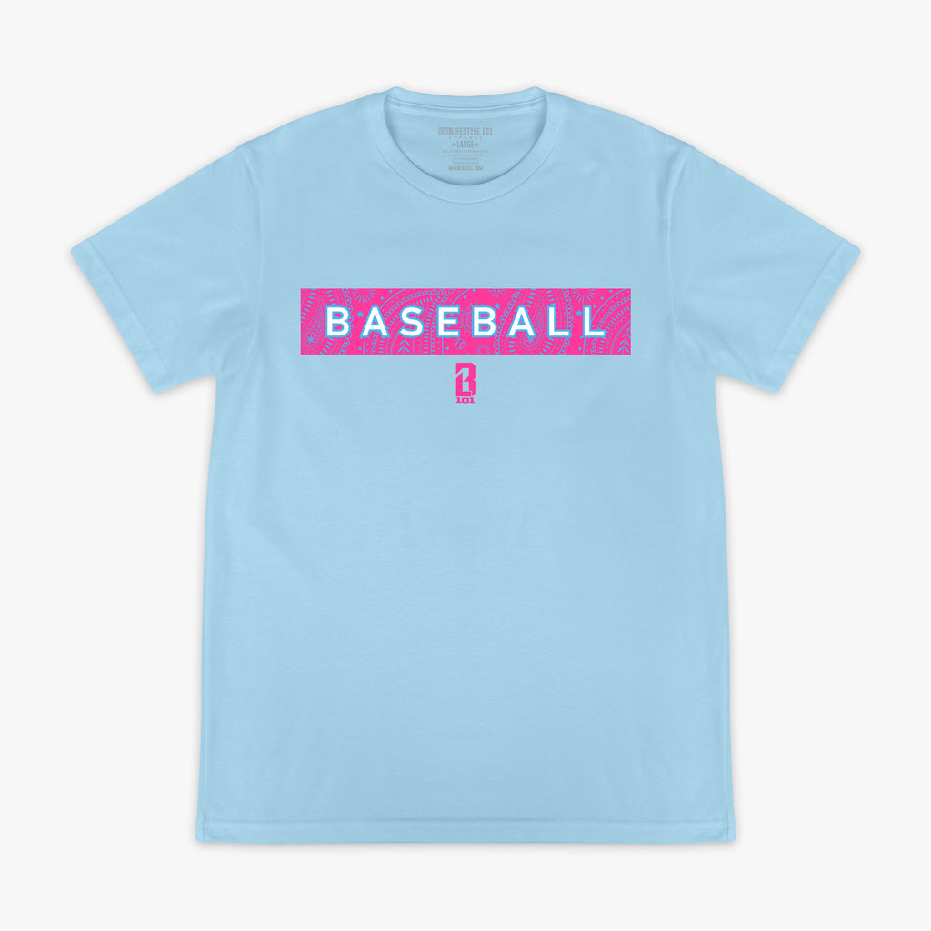 Blue Paisley Cotton Candy Blue graphic tee — front view