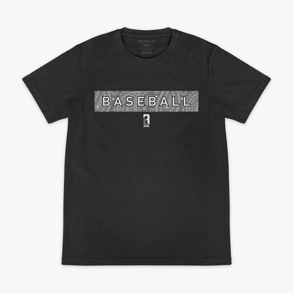 Gray Paisley graphic tee — front view