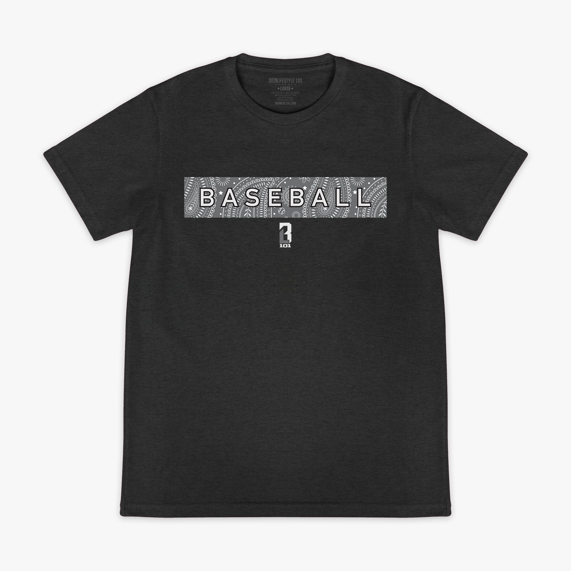 Gray Paisley graphic tee — front view