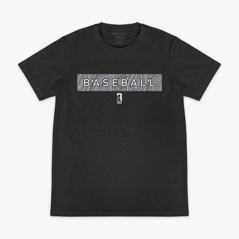 Gray Paisley graphic tee — front view