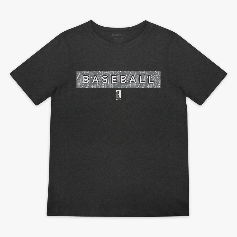Gray Paisley youth graphic tee — front view