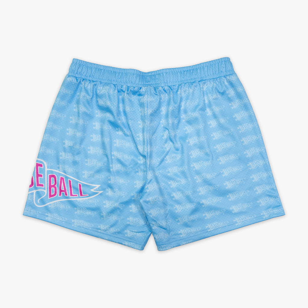 Blue Pennant Cotton Candy Blue youth shorts — back view
