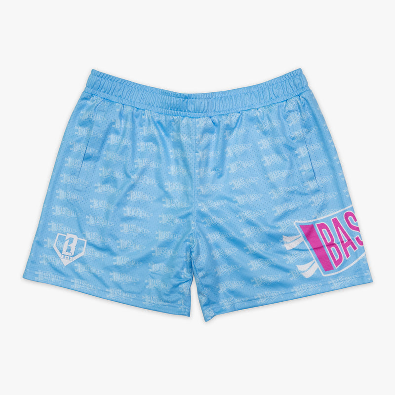 Blue Pennant Cotton Candy Blue youth shorts — front view