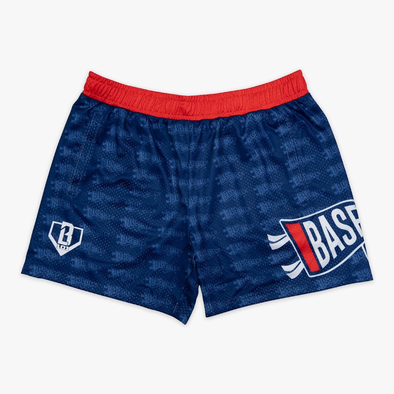 Red Pennant USA youth shorts — front view