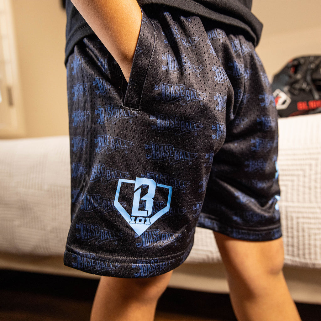 Pennant Shorts - Black/Light Blue