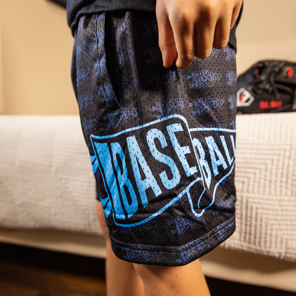 Pennant Shorts - Black/Light Blue