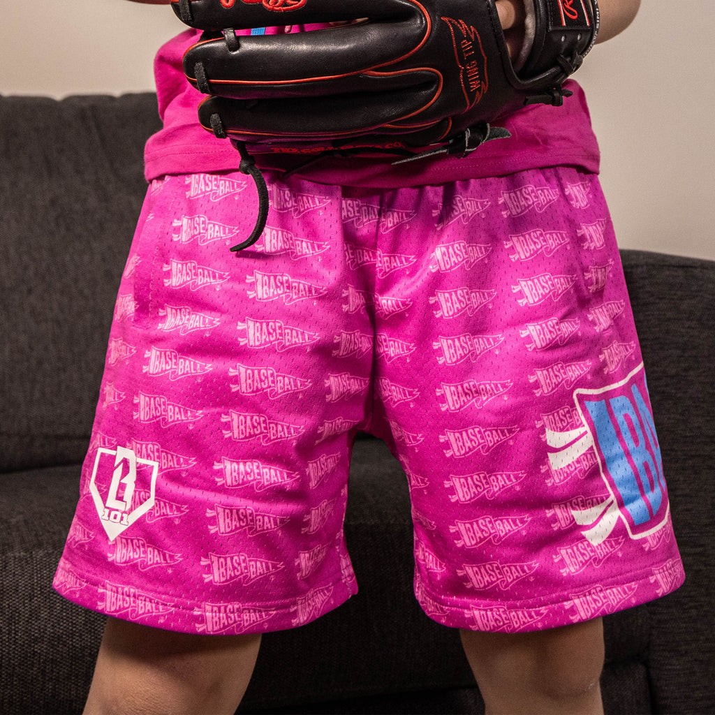 Pennant Youth Shorts - Cotton Candy Pink