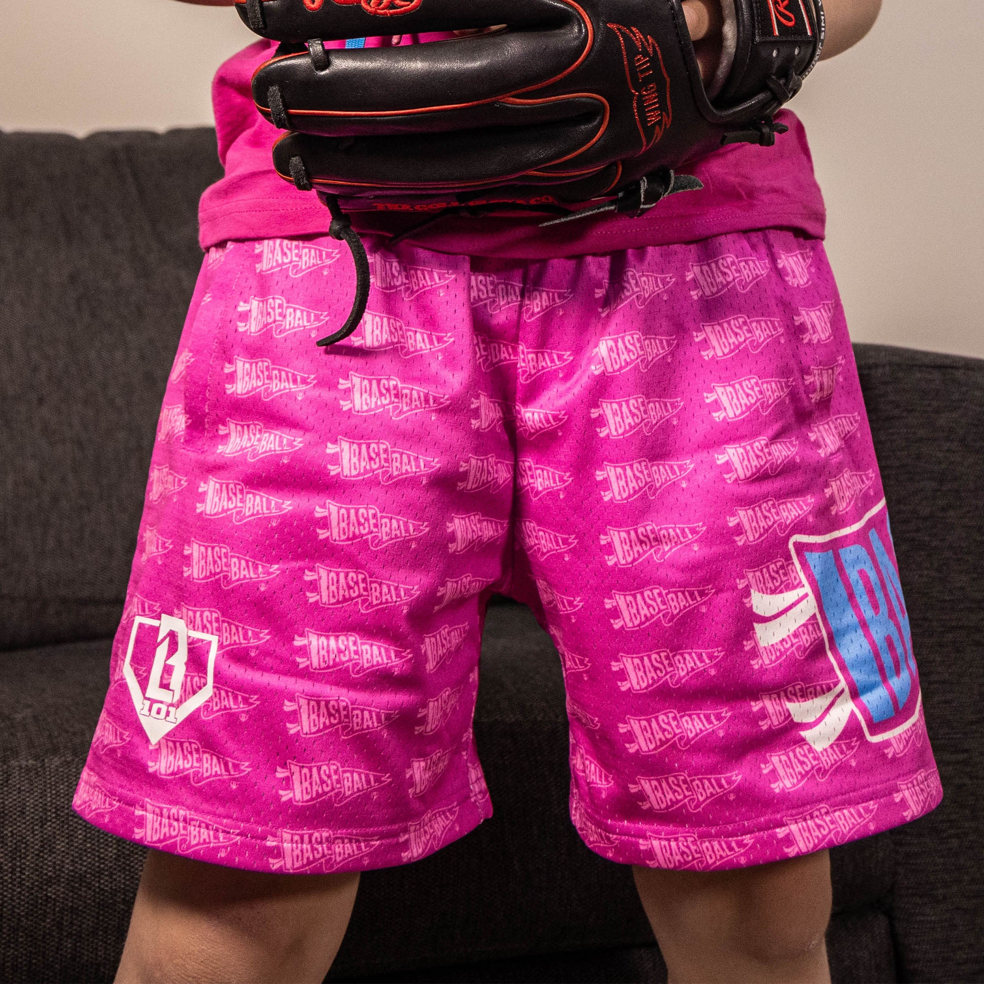 Pennant Youth Shorts - Cotton Candy Pink