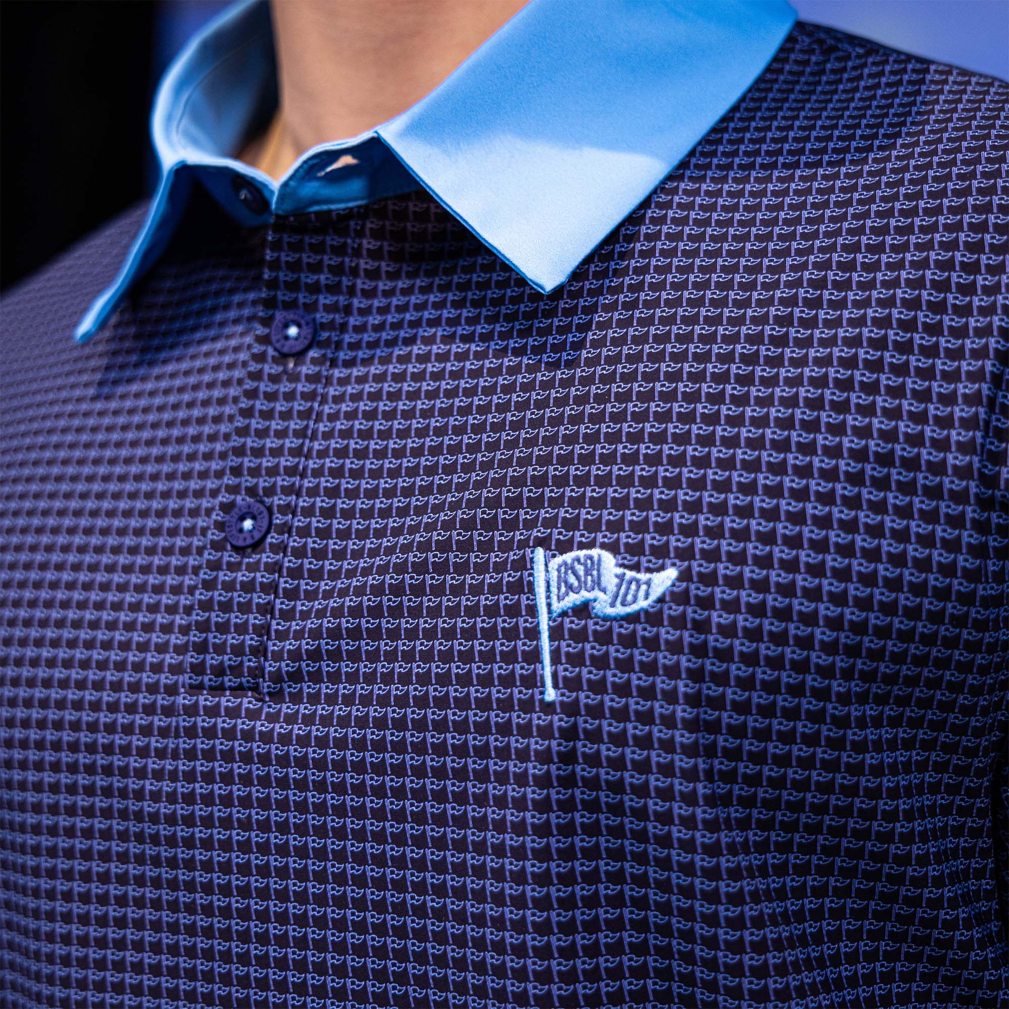 Pennant Two-Tone Youth Polo - Navy/Light Blue