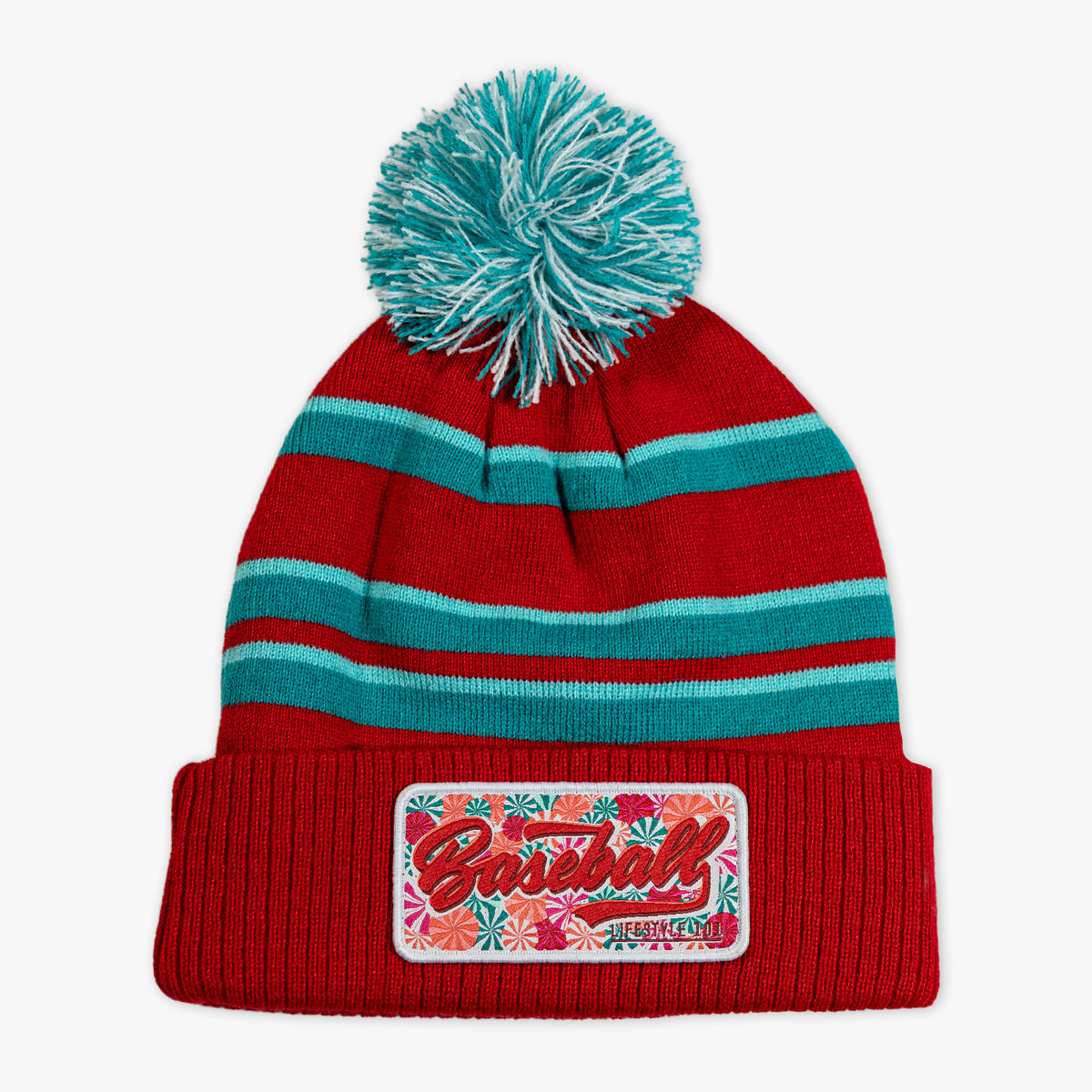 Red beanie with "Peppermint Beanie" design