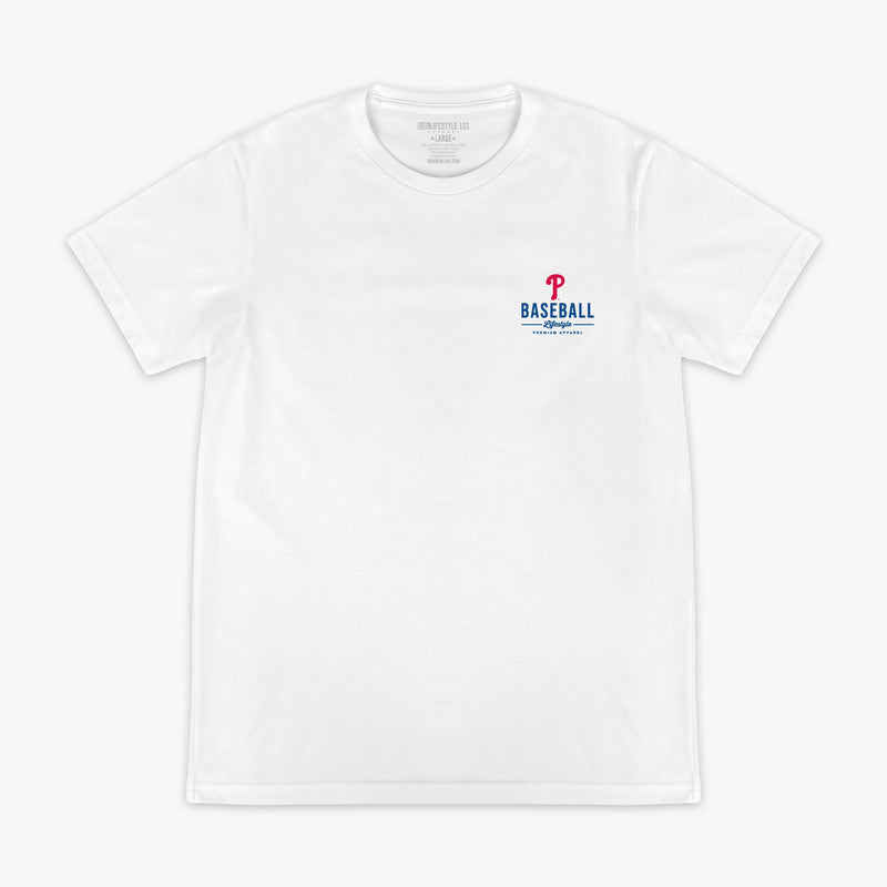 White graphic tee with "Philadelphia Phillies Ice Cream Cap" design - front view
