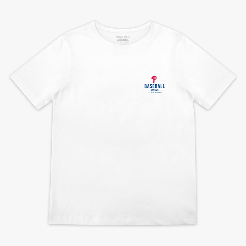 White youth graphic tee with "Philadelphia Phillies Ice Cream Cap" design - front view