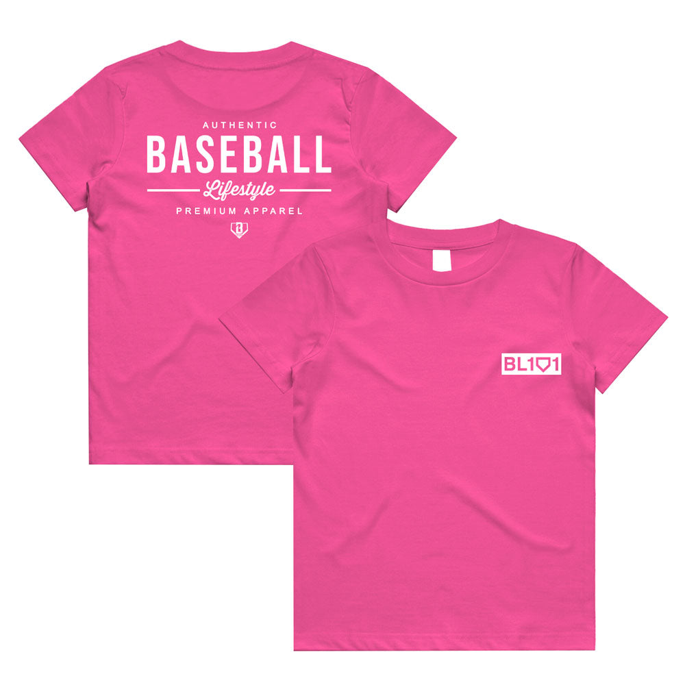 Authentic Youth Tee - Pink/White