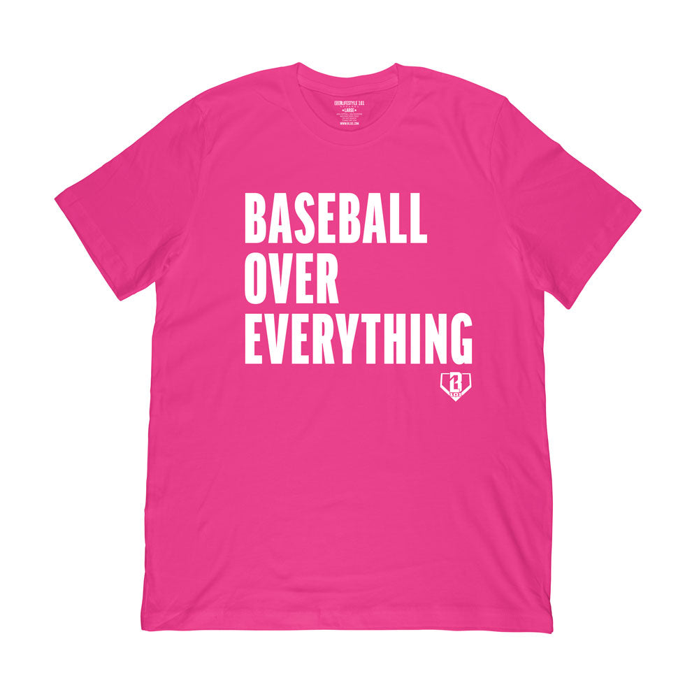 Baseball Over Everything Tee - Pink/White