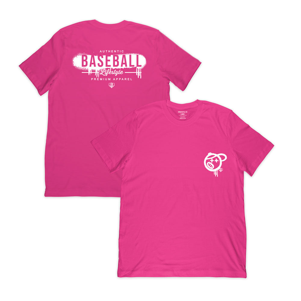 vandal tshirt, pink baseball tee