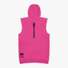 Pink sleeveless hoodie with black 'Bl101 PERFORMANCE' text on chest