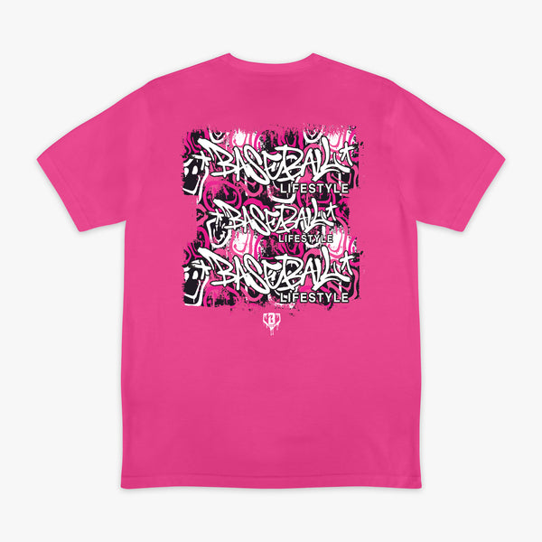 Smiley Slugger Tee - Pink - Baseball Lifestyle 101