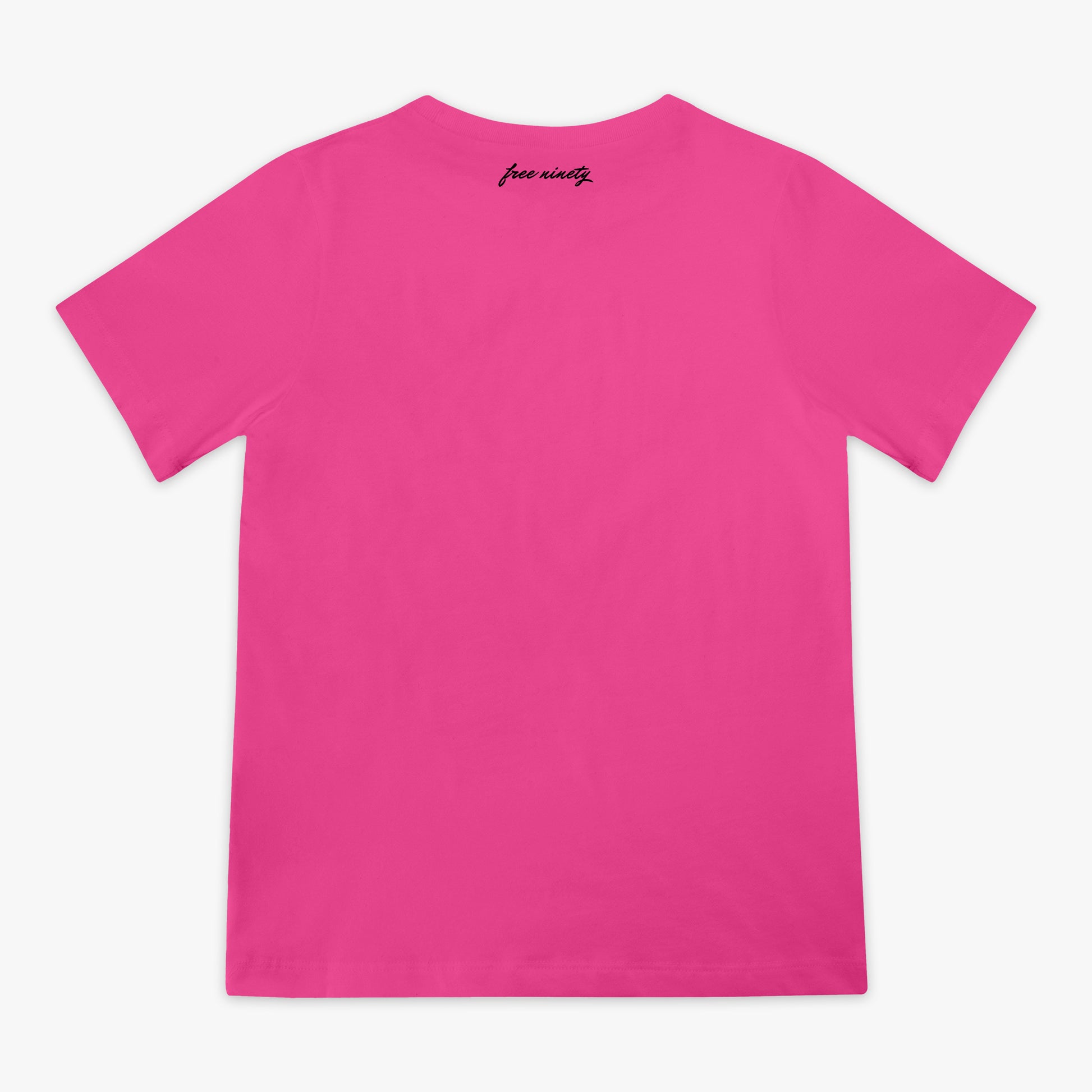 pink t shirt with 'free ninety' text