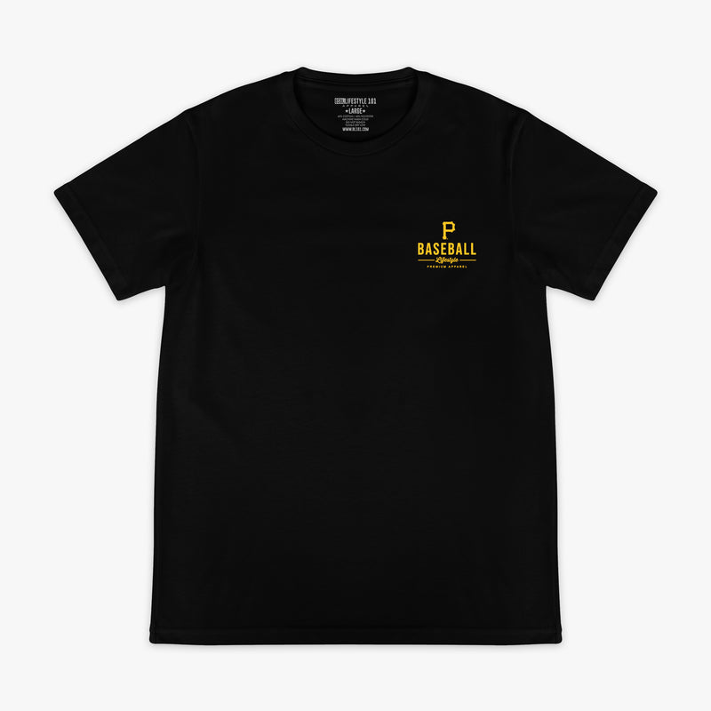 Black graphic tee with "Pittsburgh Pirates Ice Cream Cap" design - front view