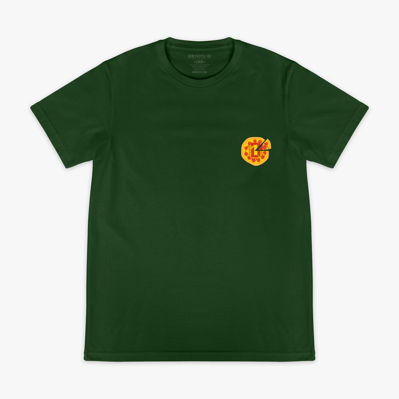 Graphic tee with “Pizza Delivery” design — front view