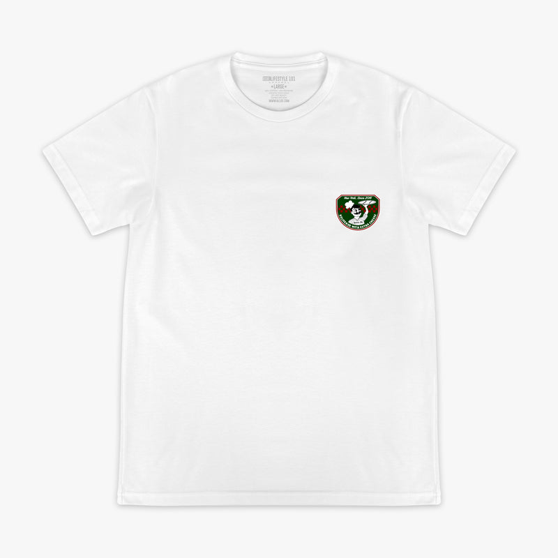 Graphic tee with “Pizza Shop” design — front view