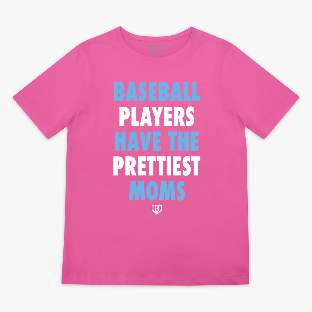 Baseball Players Have The Prettiest Moms Youth Tee - Pink/Blue