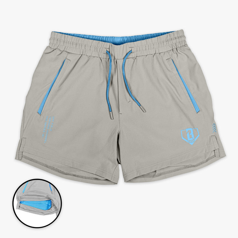 Pro Series Youth Shorts V2 with Liner - Gray/Light Blue