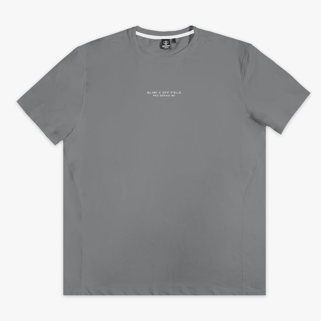 Gray t-shirt with a pocket on a white background