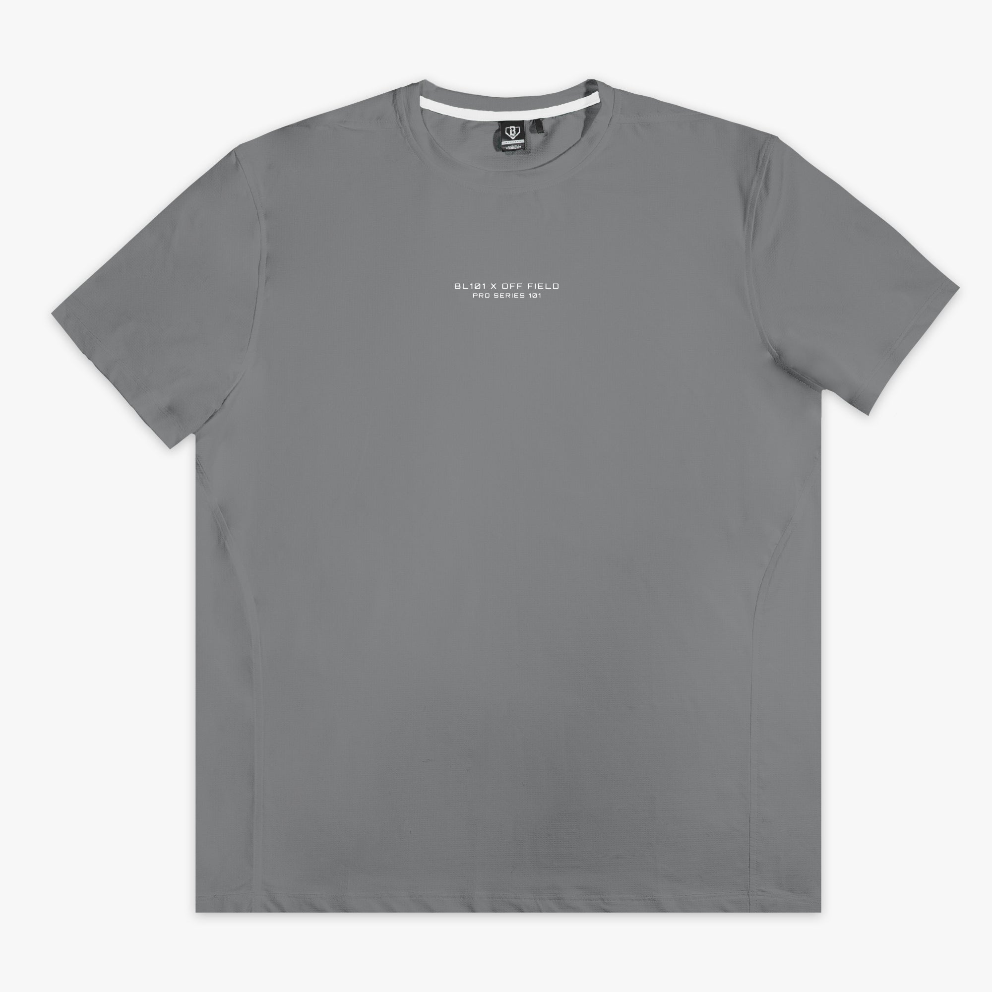 Gray t-shirt with a pocket on a white background