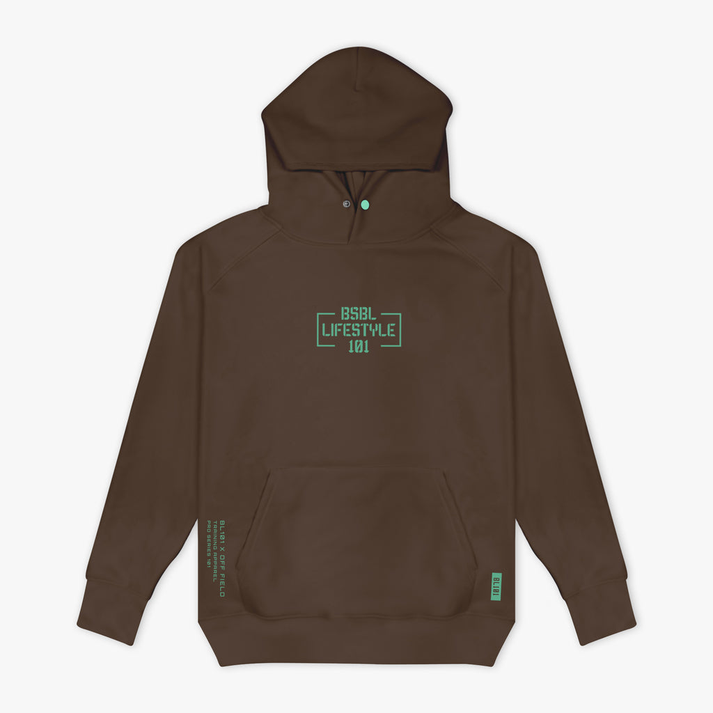 Off-Field Performance Youth Hoodie - Brown/Mint