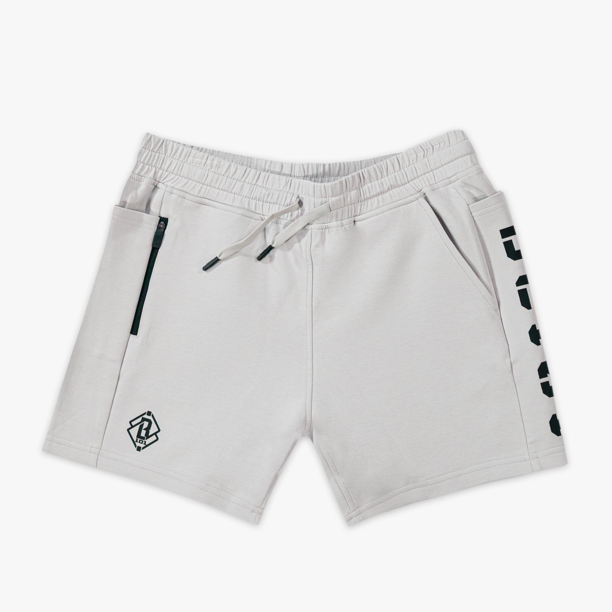 white shorts with black BL101 logo on a white background