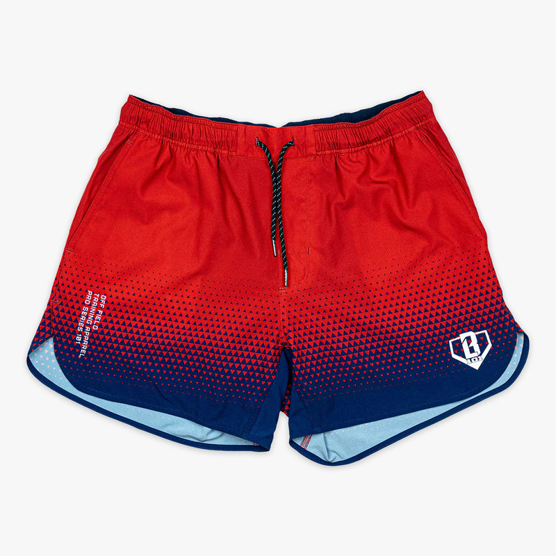 Red Pro Series Prism shorts — front view