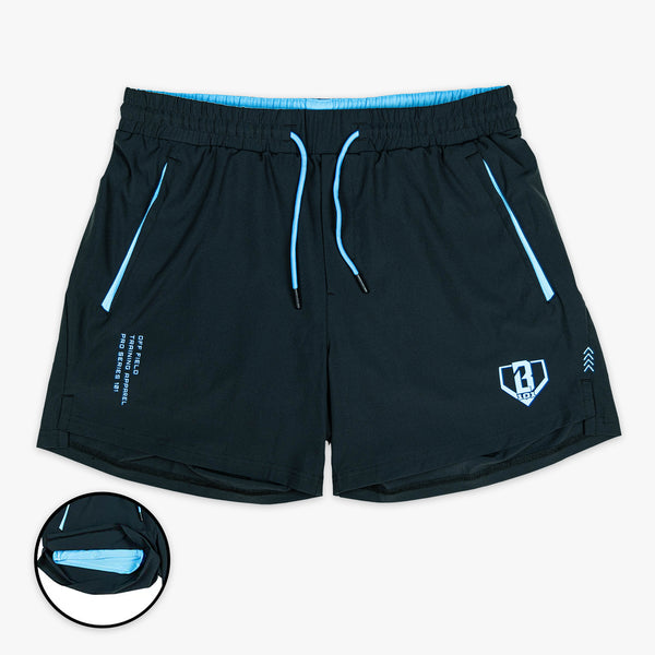 Pro Series Youth Shorts V2 with Liner - Black/Light Blue