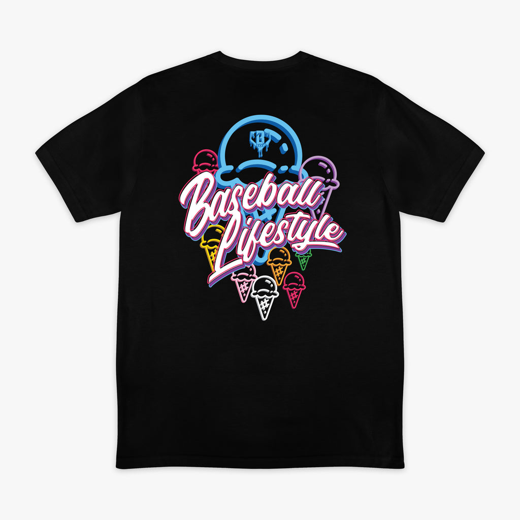 Black Ice Cream Scoops graphic tee — back view