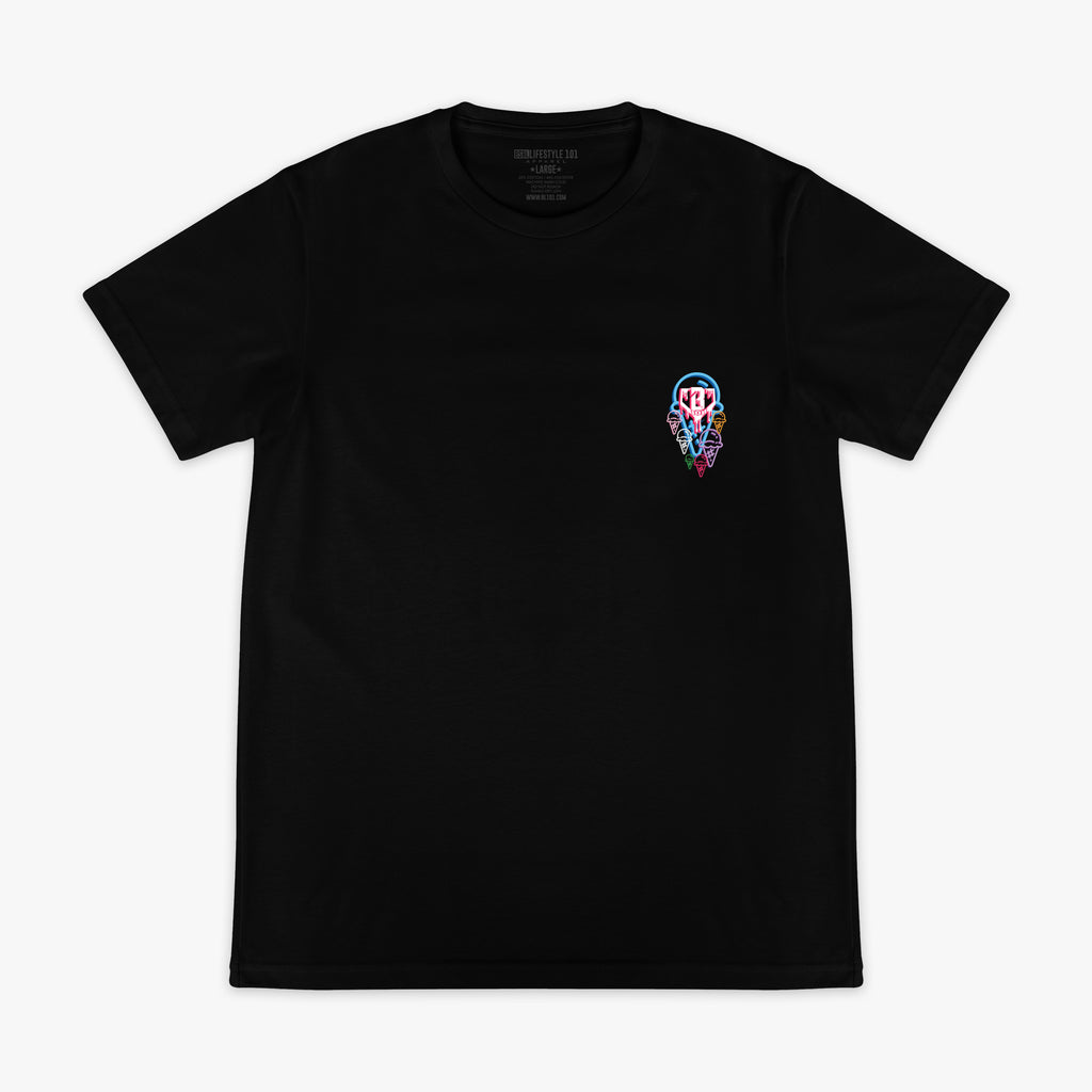 Black Ice Cream Scoops graphic tee — front view