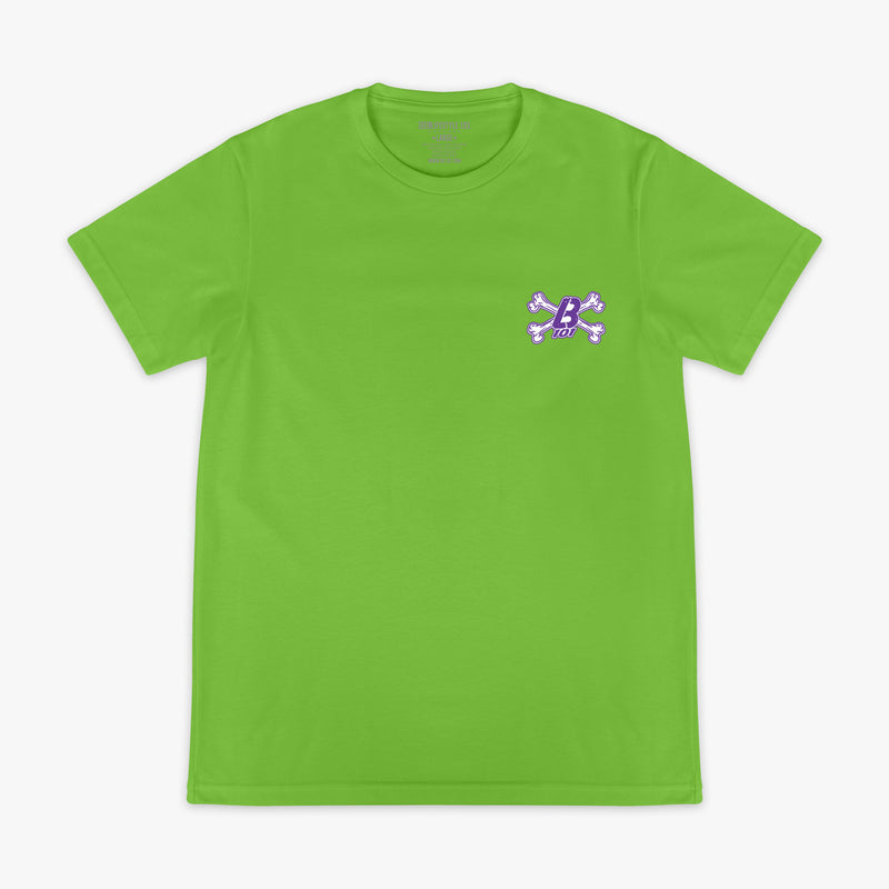 Green Crossbones graphic tee — front view