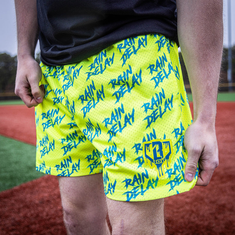 Rain Delay Youth Shorts - Yellow/Blue