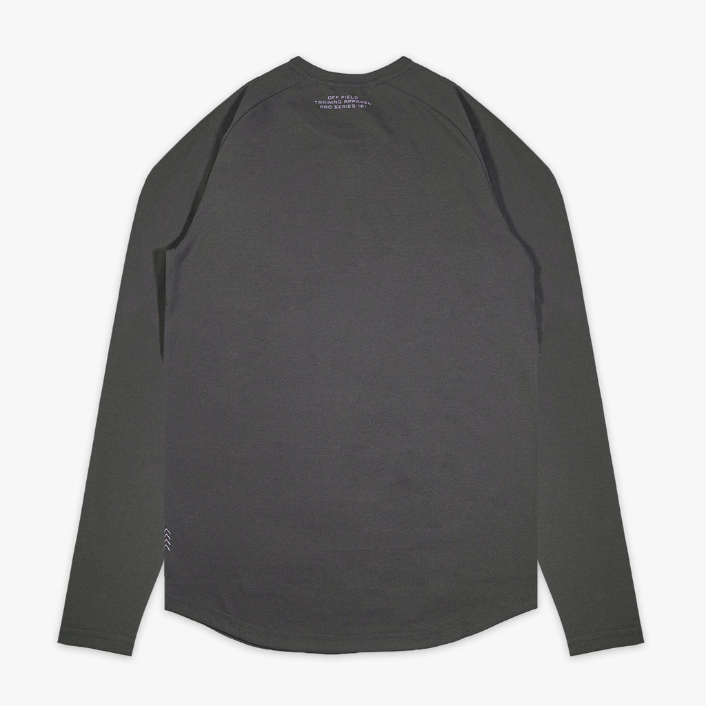 Gray and lilac Diamond Tech youth long sleeve — back view