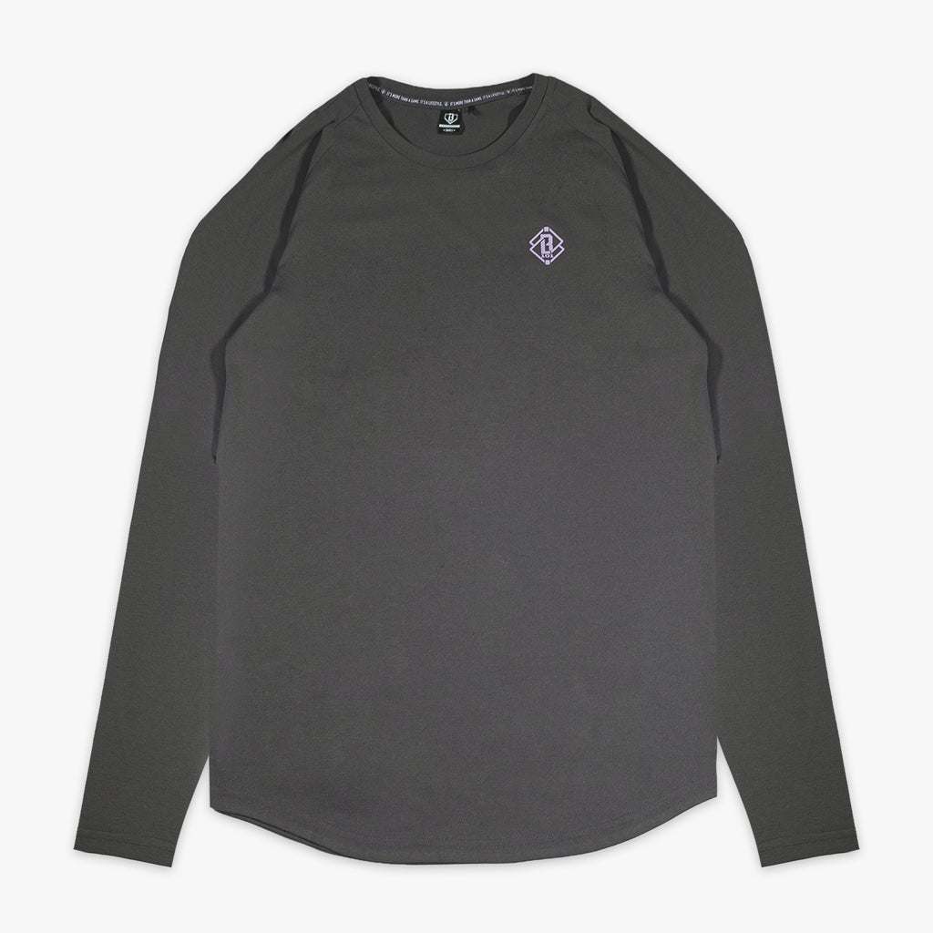 Gray and lilac Diamond Tech youth long sleeve — front view