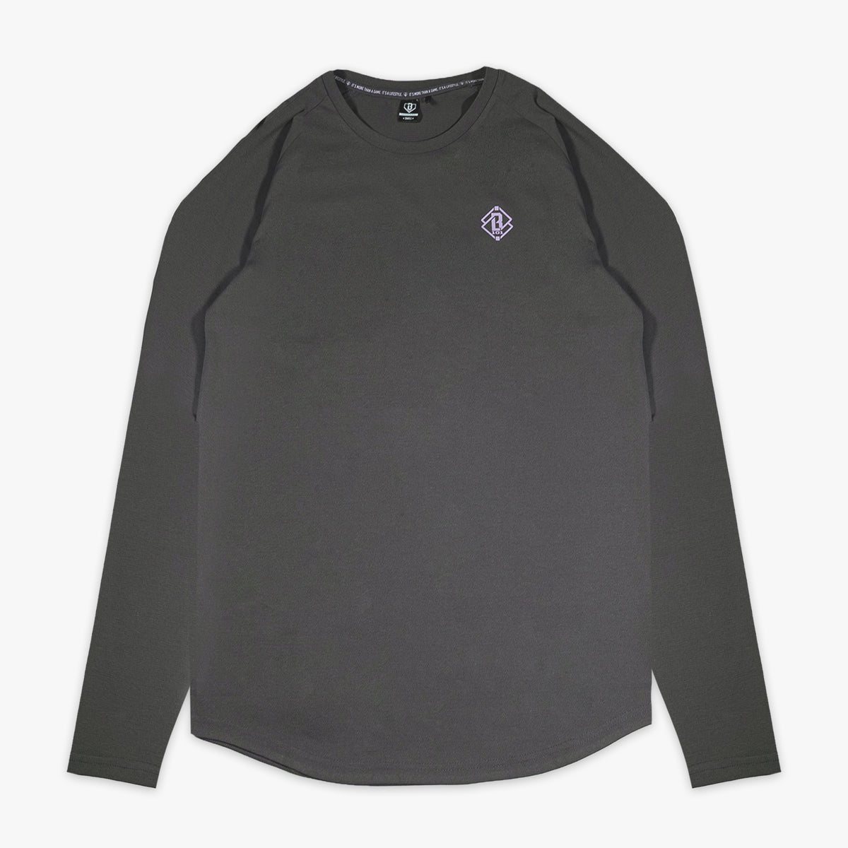 Gray and lilac Diamond Tech youth long sleeve — front view