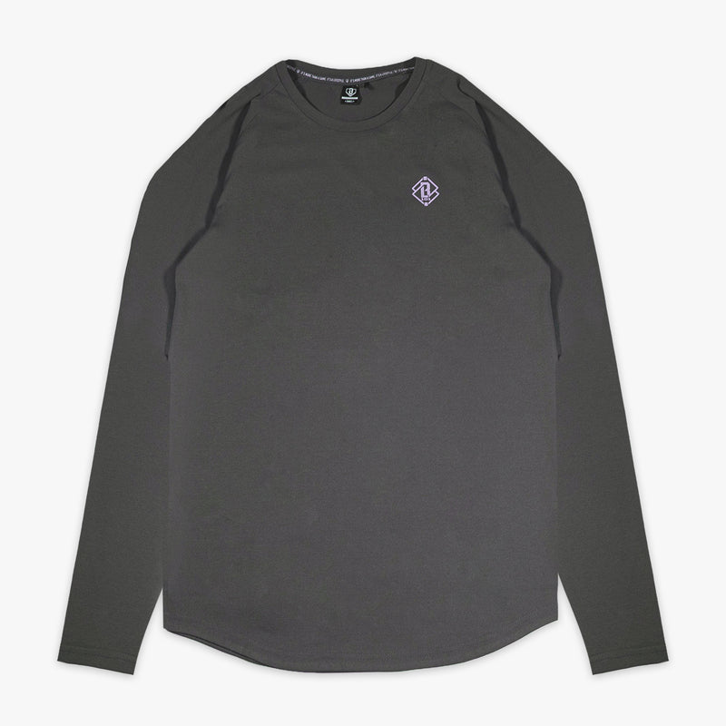 Gray and lilac Diamond Tech youth long sleeve — front view