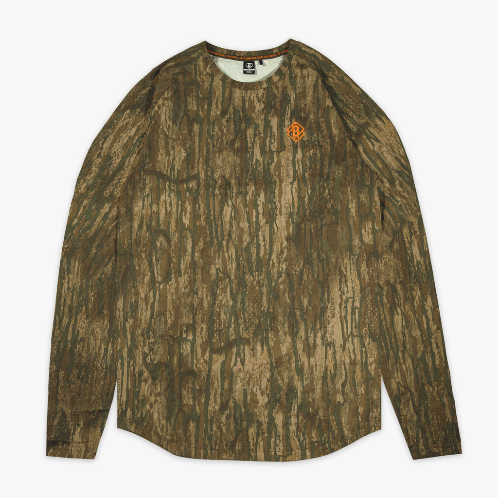 Multi-color Realtree Legacy Diamond Tech Camo long sleeve — front view
