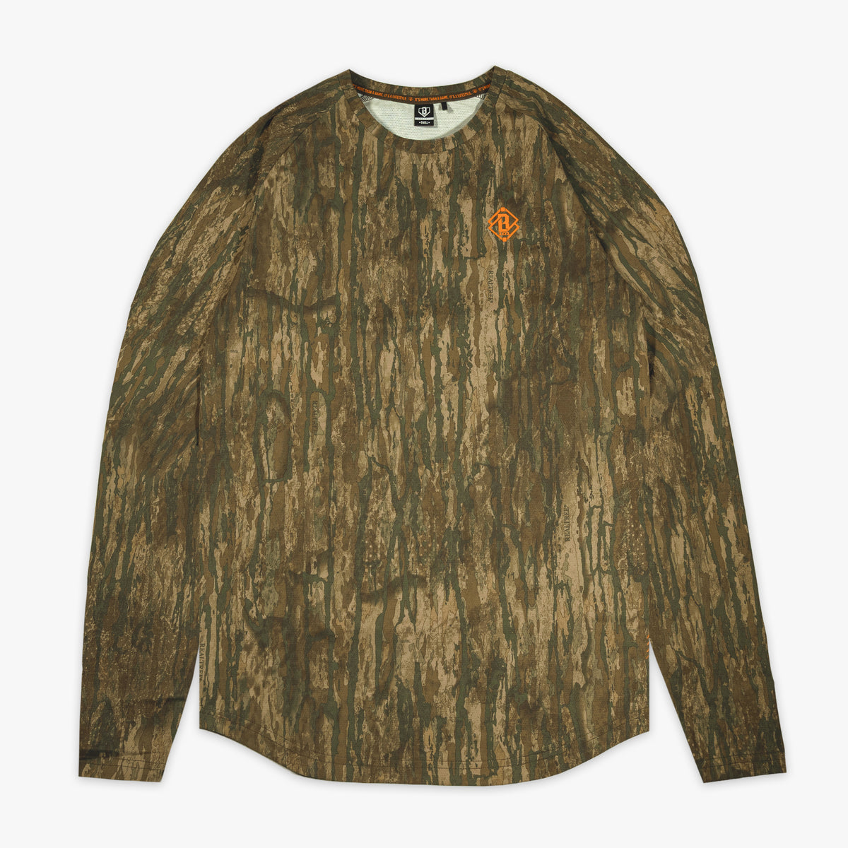 Multi-color Realtree Legacy Diamond Tech Camo youth long sleeve — front view