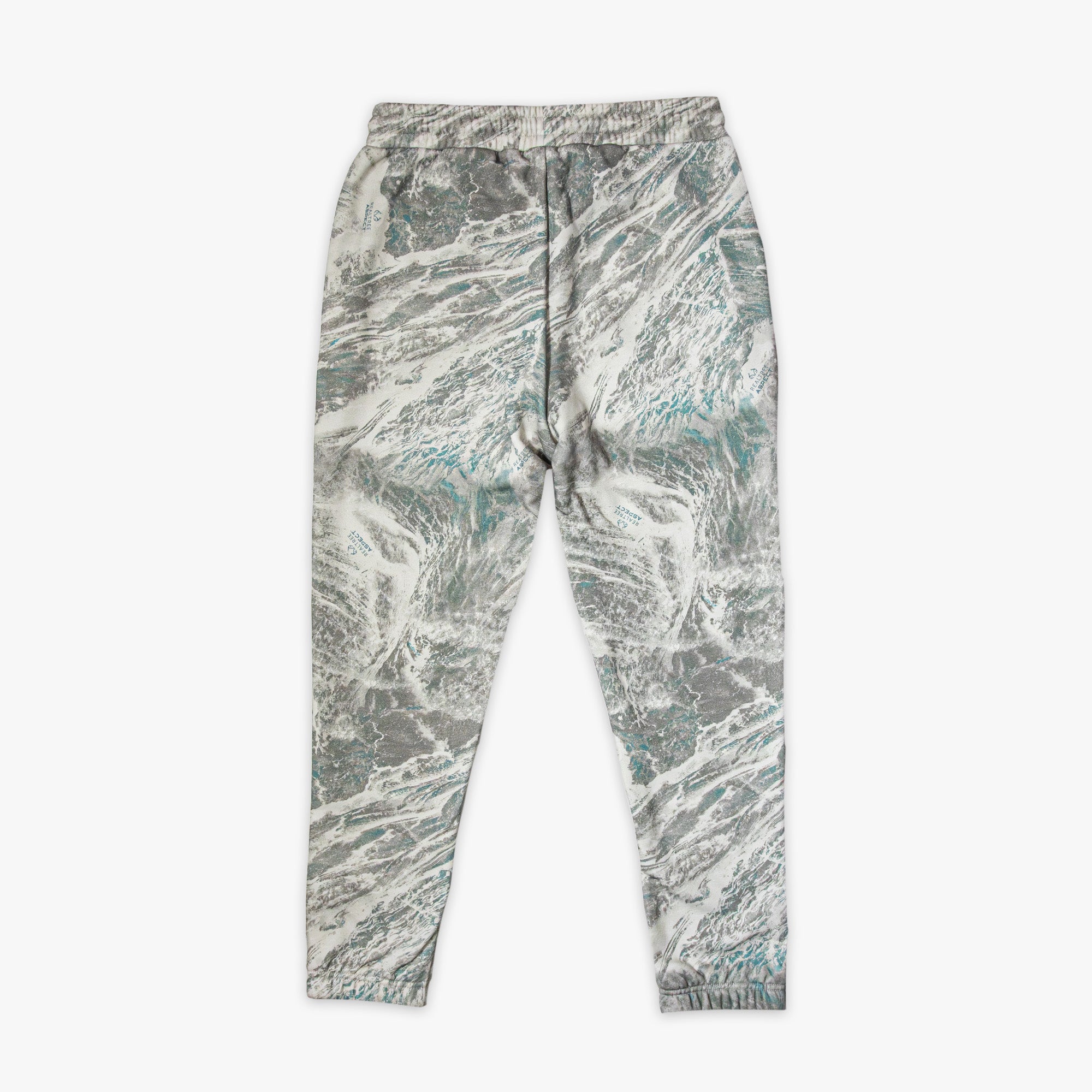 Marbled patterned grey pants with white BL101 logo
