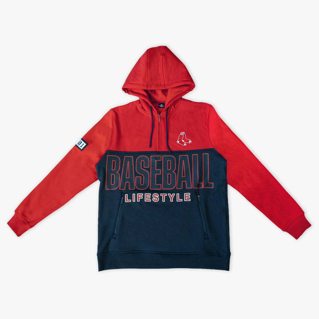 Red Boston Red Sox Color Block quarter zip — front view