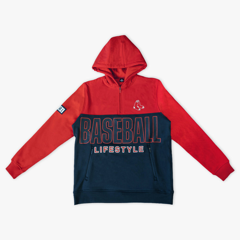 Red Boston Red Sox Color Block youth quarter zip — front view