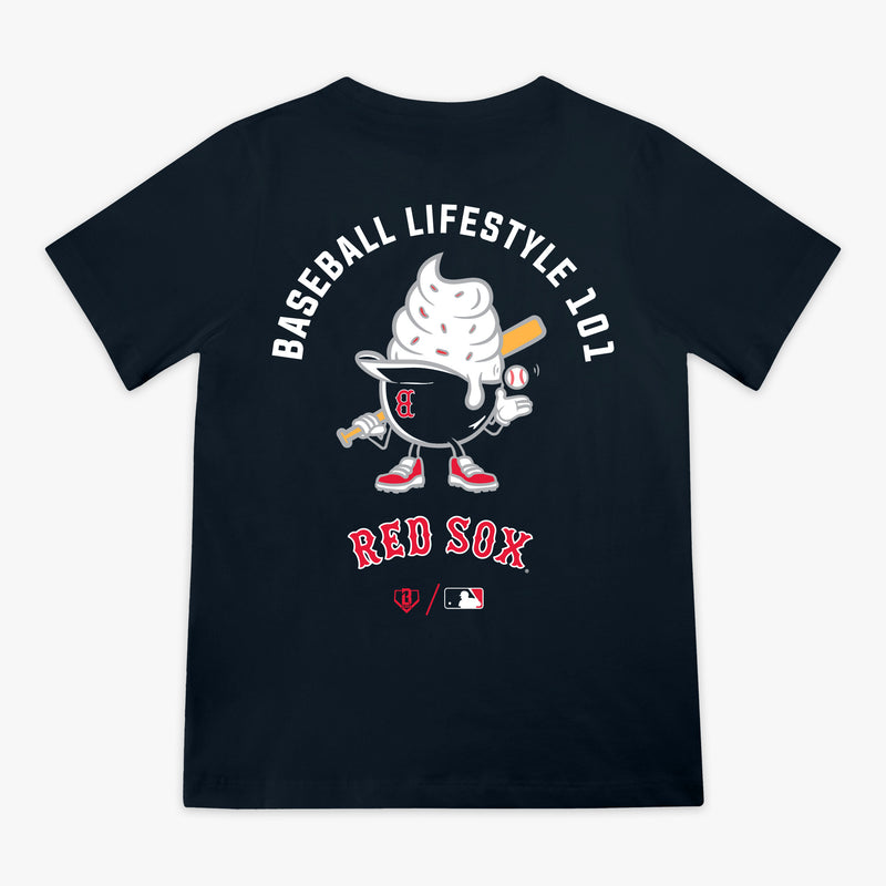 Navy youth graphic tee with "Boston Red Sox Ice Cream Cap" design - back view