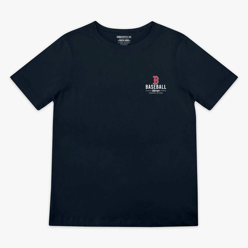 Navy youth graphic tee with "Boston Red Sox Ice Cream Cap" design - front view